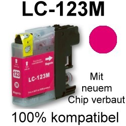 Drucker-Patrone kompatibel Brother (LC-123M) Magenta DCP-J 132W/152W/152WR/4110DW/4110W/552DW/752DW, MFC-J 245/4310DW/4410DW/4510DW/4610DW/4710DW/6520DW/6720DW/6920DW/870DW